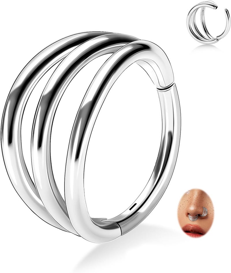 FUNLMO Store 316L Surgical Steel Nose Hoop Septum Conch Piercing Jewelry Cartilage Daith Helix Tragus Rook Lobe Earring Triple/Double Nose Lip Ring 20G 18G 16G - Image 1